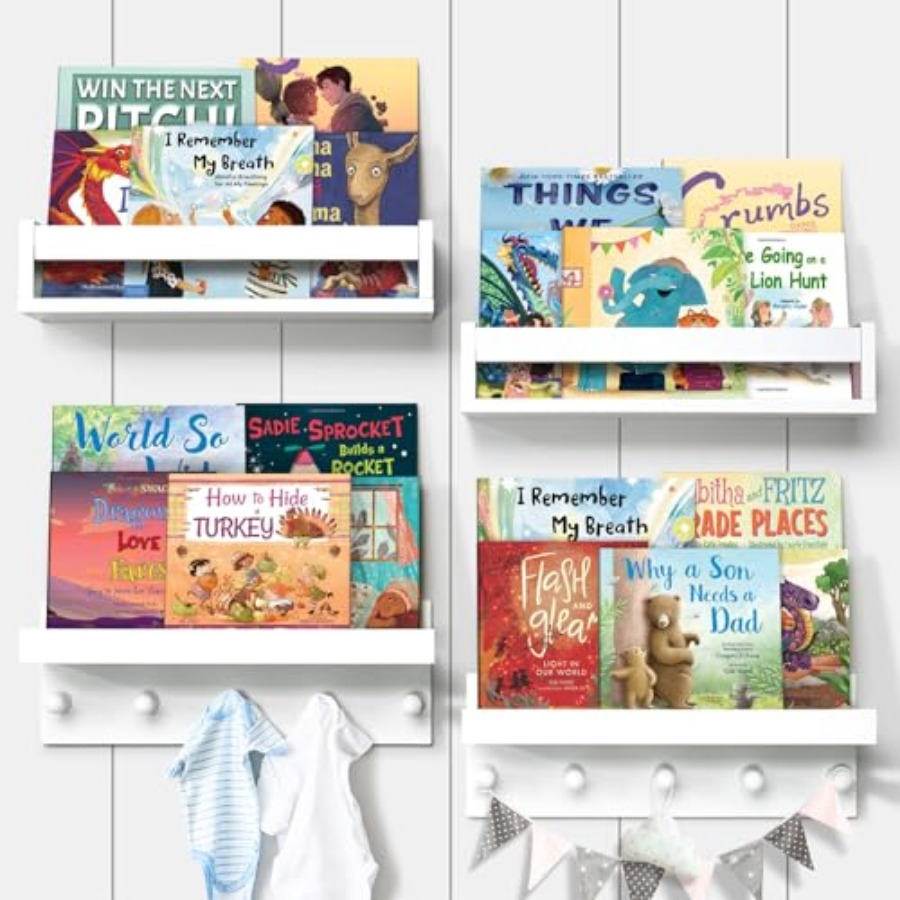 Baby Nursery Shelves - Set of Four Floating Book Shelves