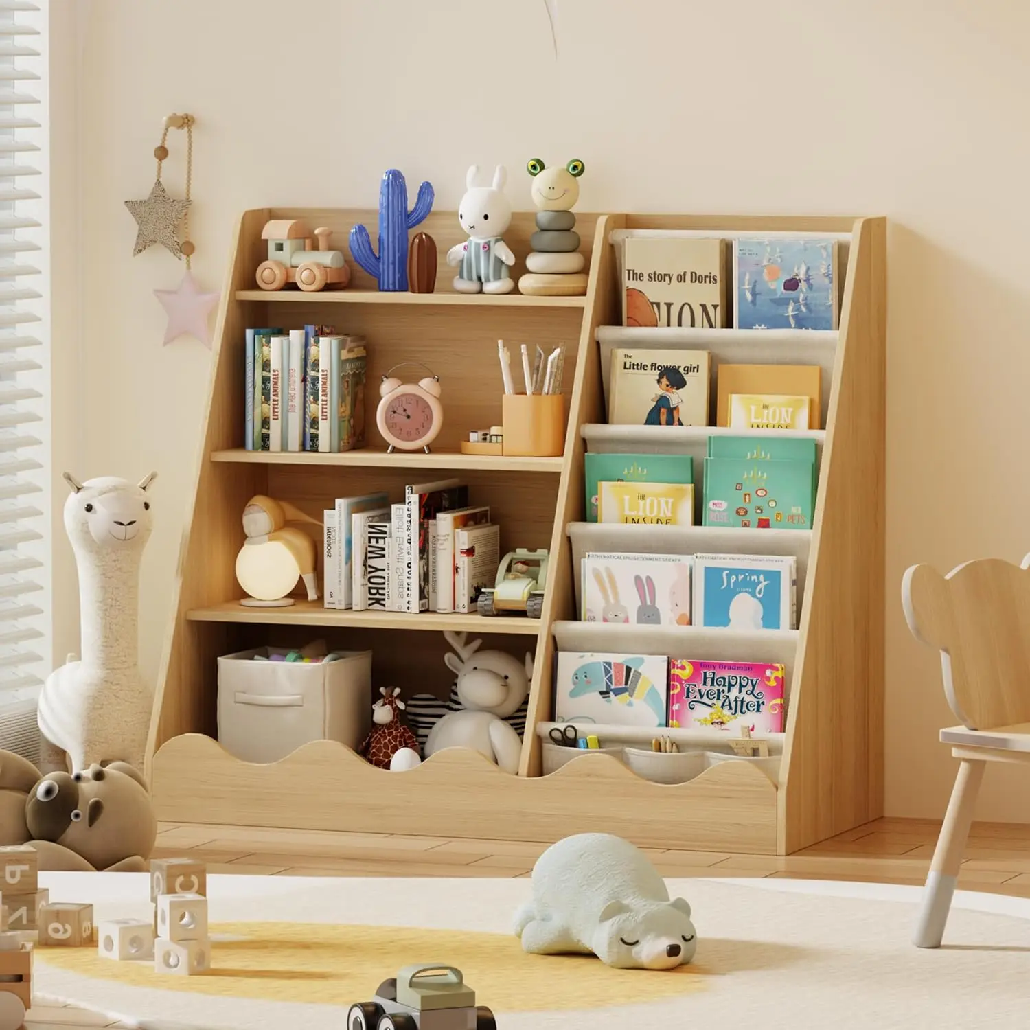 Baby Nursery Shelves - Wooden Kids Bookcase 4 Tier Baby
