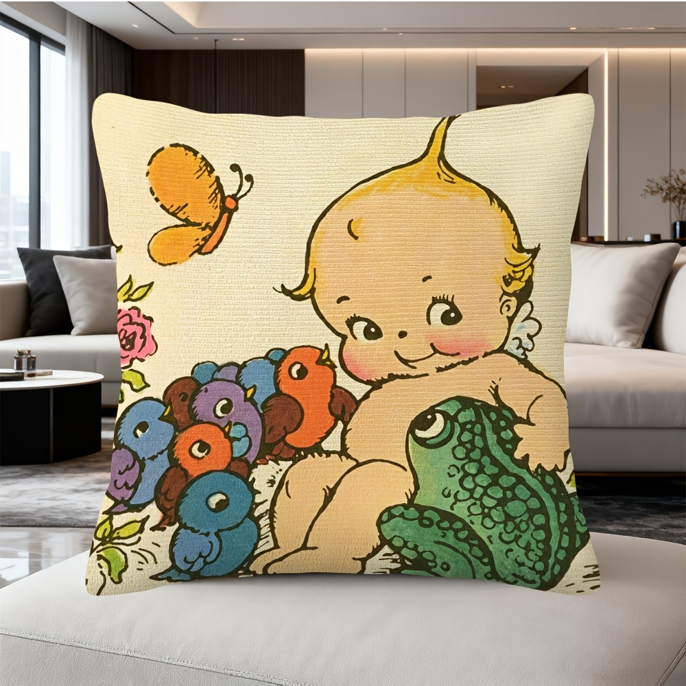 Baby Nursery Jungle Animals - Cute Baby Frog Nursery Decor Pillow