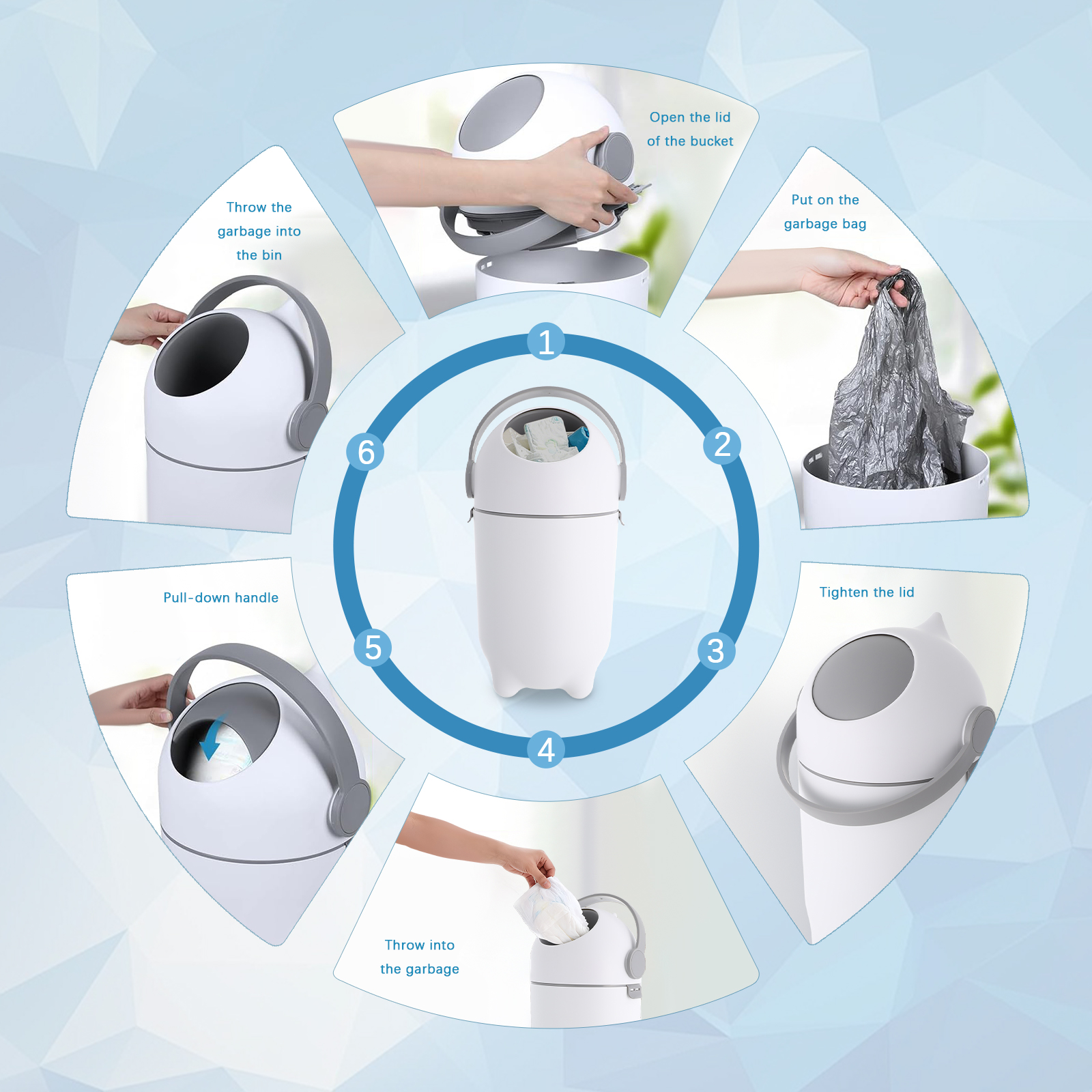 Baby Nursery Bags - Odorless Diaper Pail, Airtight Diaper Bin,