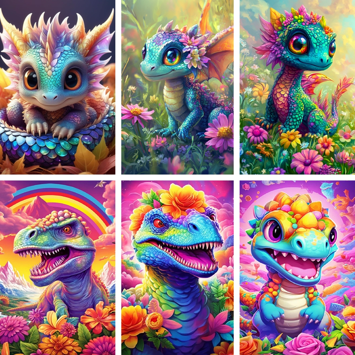 Baby Nursery Embroidery - 5D Diamond Painting Dinosaur Funny T-Rex