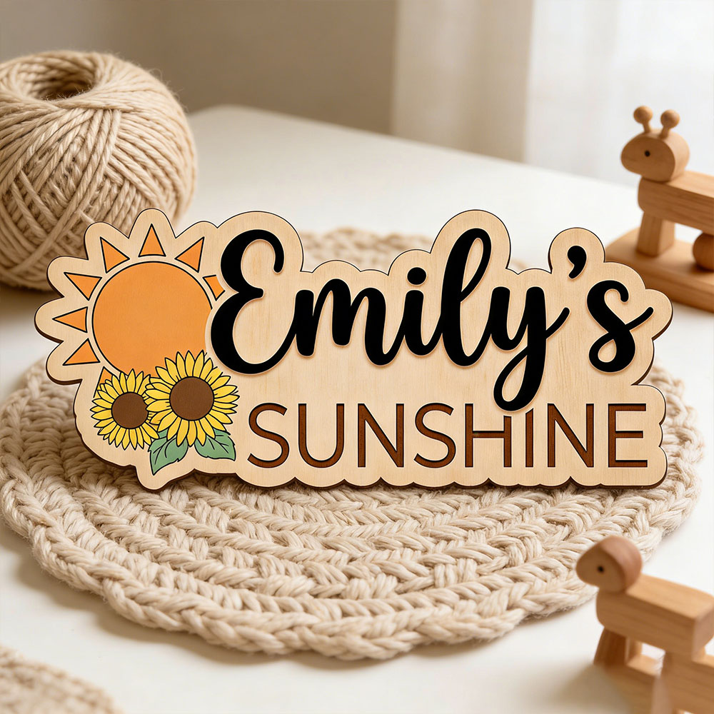 Baby Nursery Usa - Sunflower Sunshine Themed Custom Name Wood