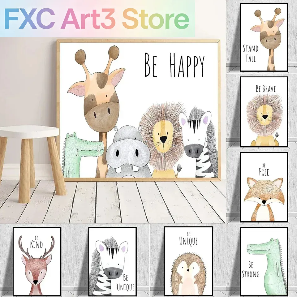 Baby Nursery Elephant - 1pc frameless,Baby Lion Zebra Giraffe Elephant