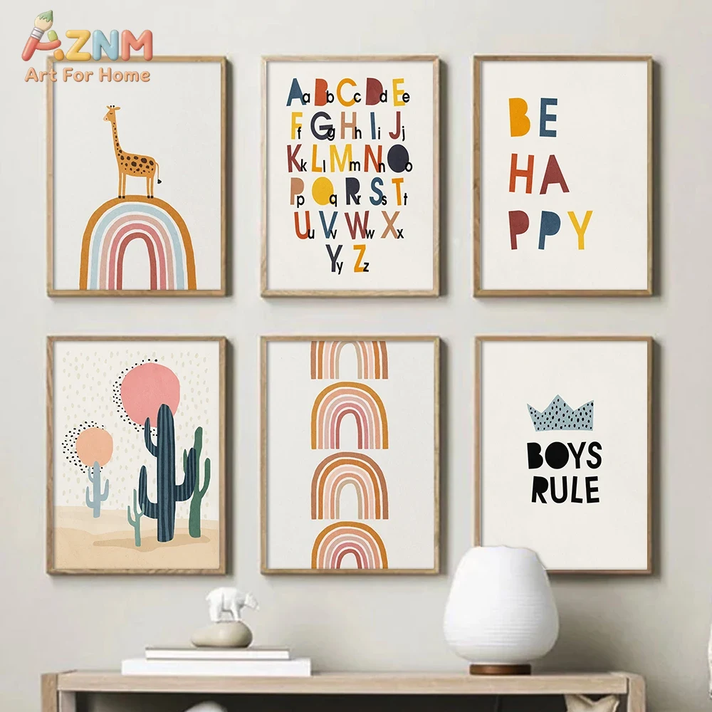 Baby Nursery Art - Rainbow Alphabet Poster Educational ABC Letter