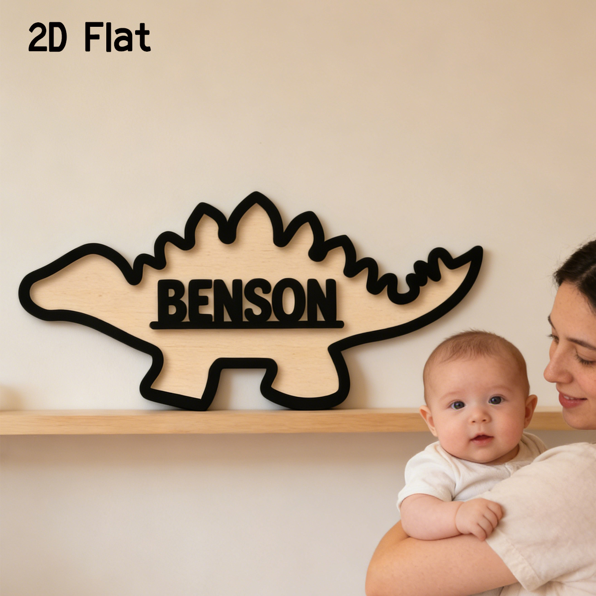 Baby Nursery Usa - 1Pc Cutom Dinosaur Wooden Acrylic Name