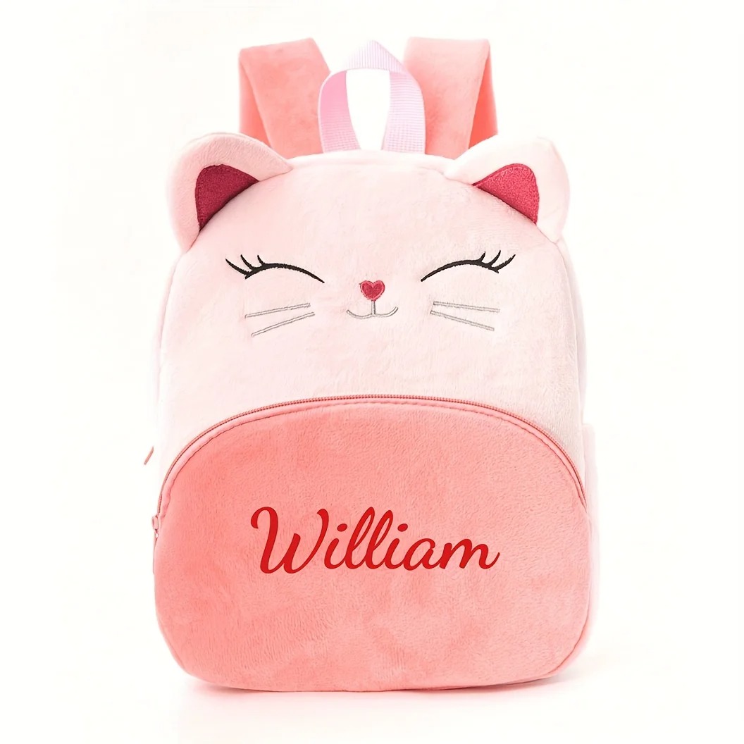 Baby Nursery Bags - Customized Name Cartoon Cat Backpack for
