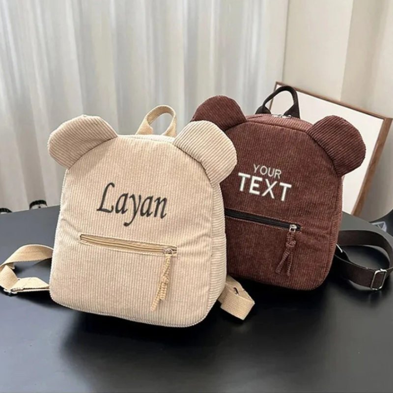 Baby Nursery Bags - Personalized Embroidered Name Teddy Bear Backpack