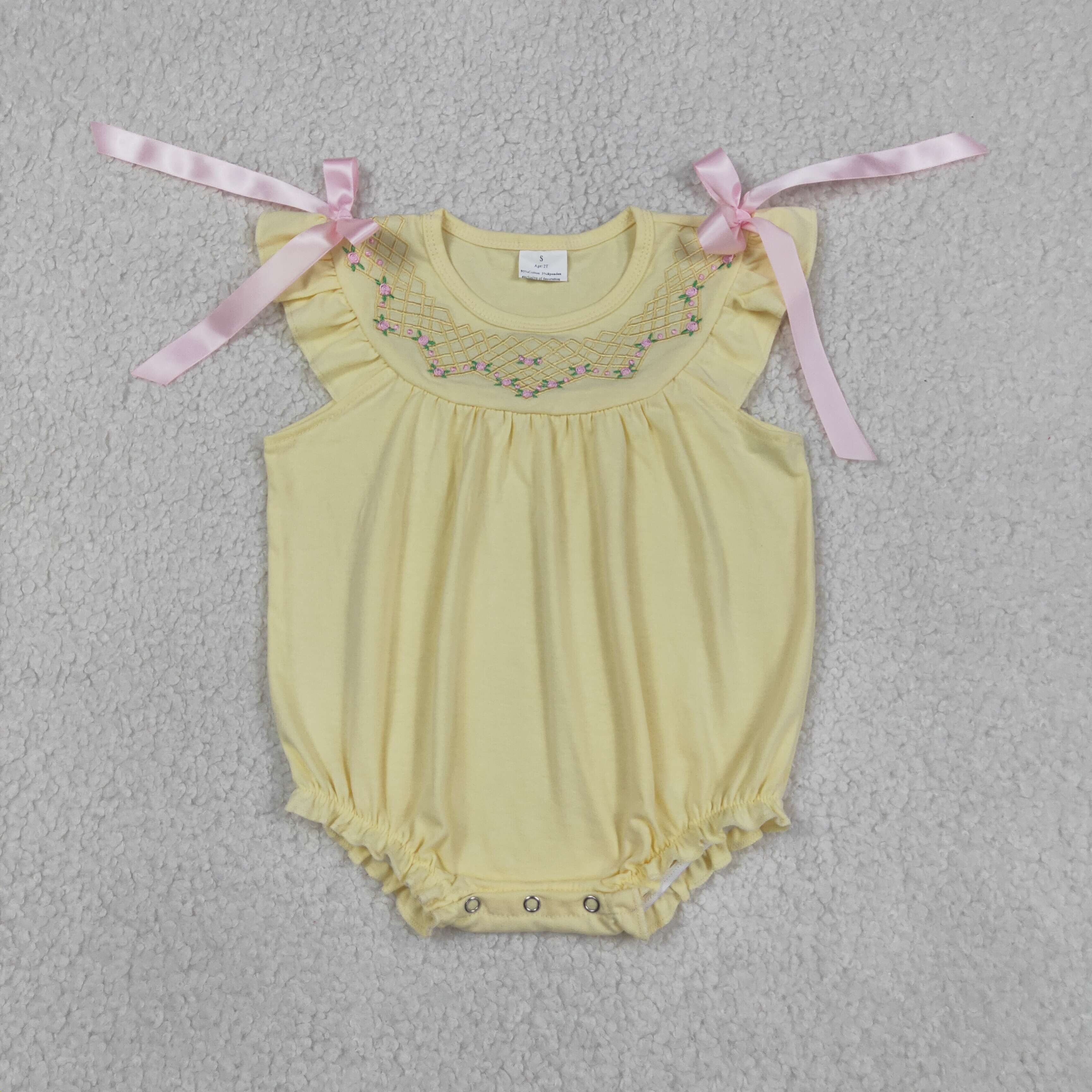 Baby Nursery Embroidery - Wholesale Newborn Embroidery Floral Bubble Romper