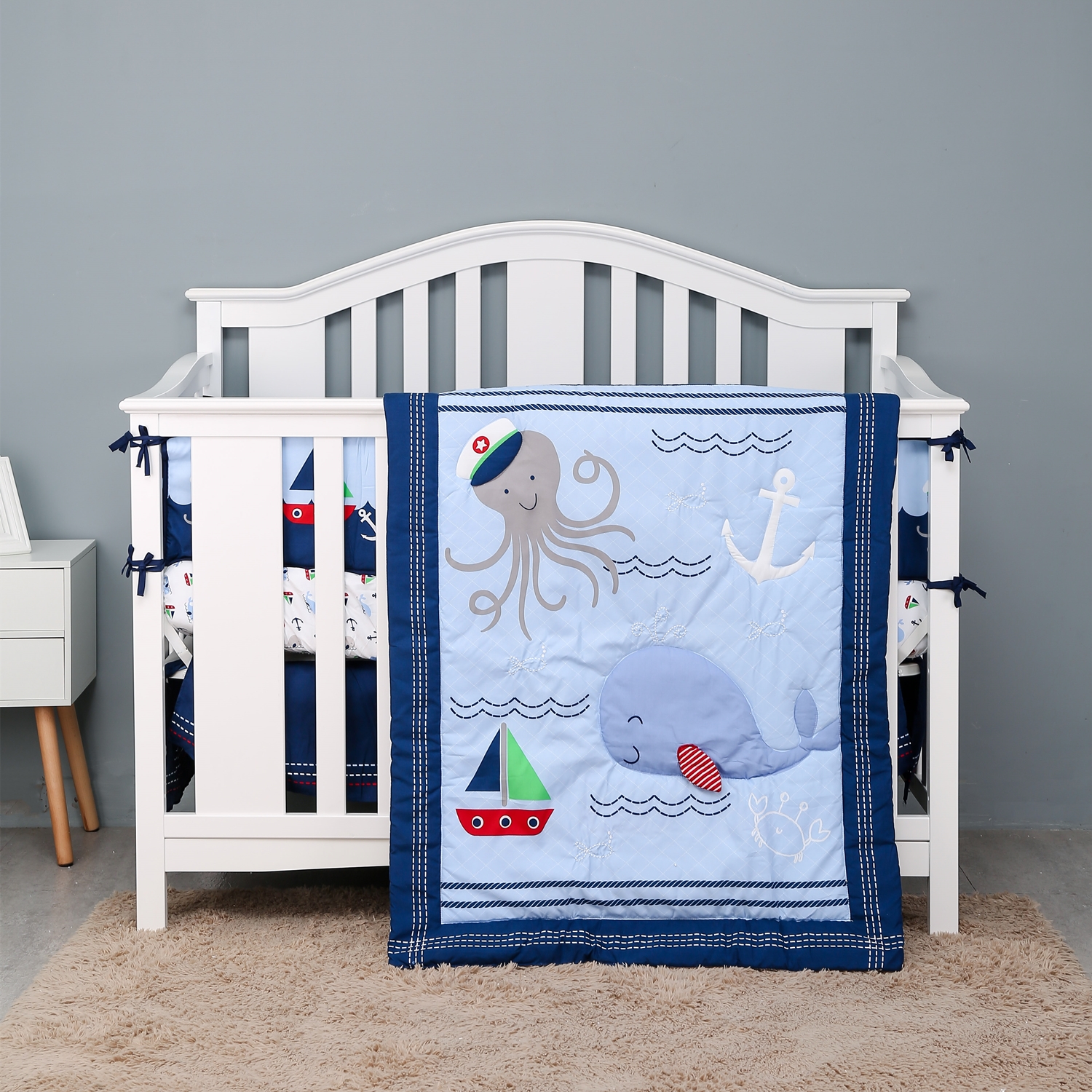 Baby Nursery Themes Boy - 7Pcs Ocean Theme Baby Nursery Cot