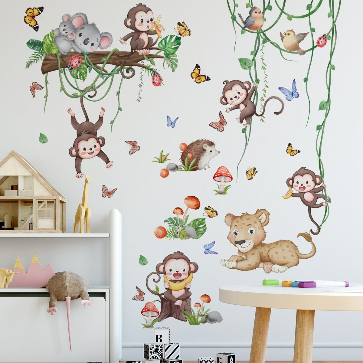 Baby Nursery Tree - Safari Monkey Animals Tree Vine Wall