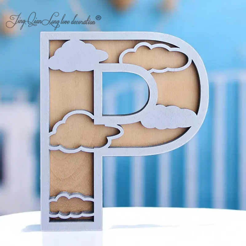 Baby Nursery Themes Boy - Custom Cloud Block Letters & Numbers