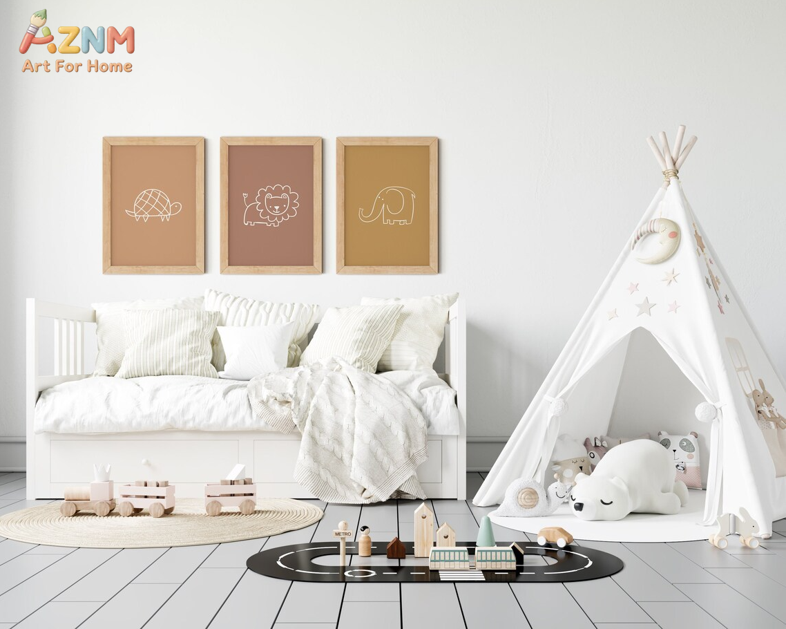 Baby Nursery Elephant - AZNM Boho Neutral Line Art Animal