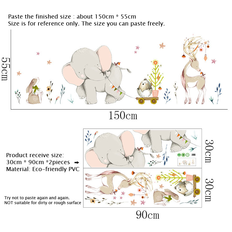 Happy Baby Elephant Bunny Wall – обзор и цена Baby Nursery Mural Wallpaper