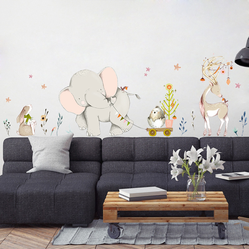 Happy Baby Elephant Bunny Wall – обзор и цена Baby Nursery Mural Wallpaper