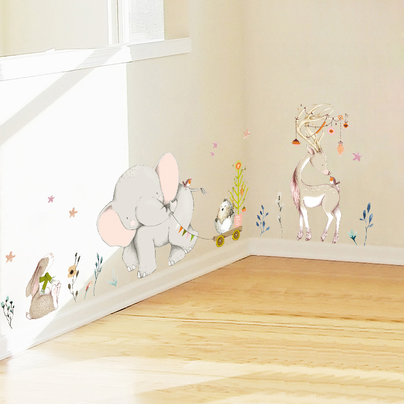 Happy Baby Elephant Bunny Wall – обзор и цена Baby Nursery Mural Wallpaper