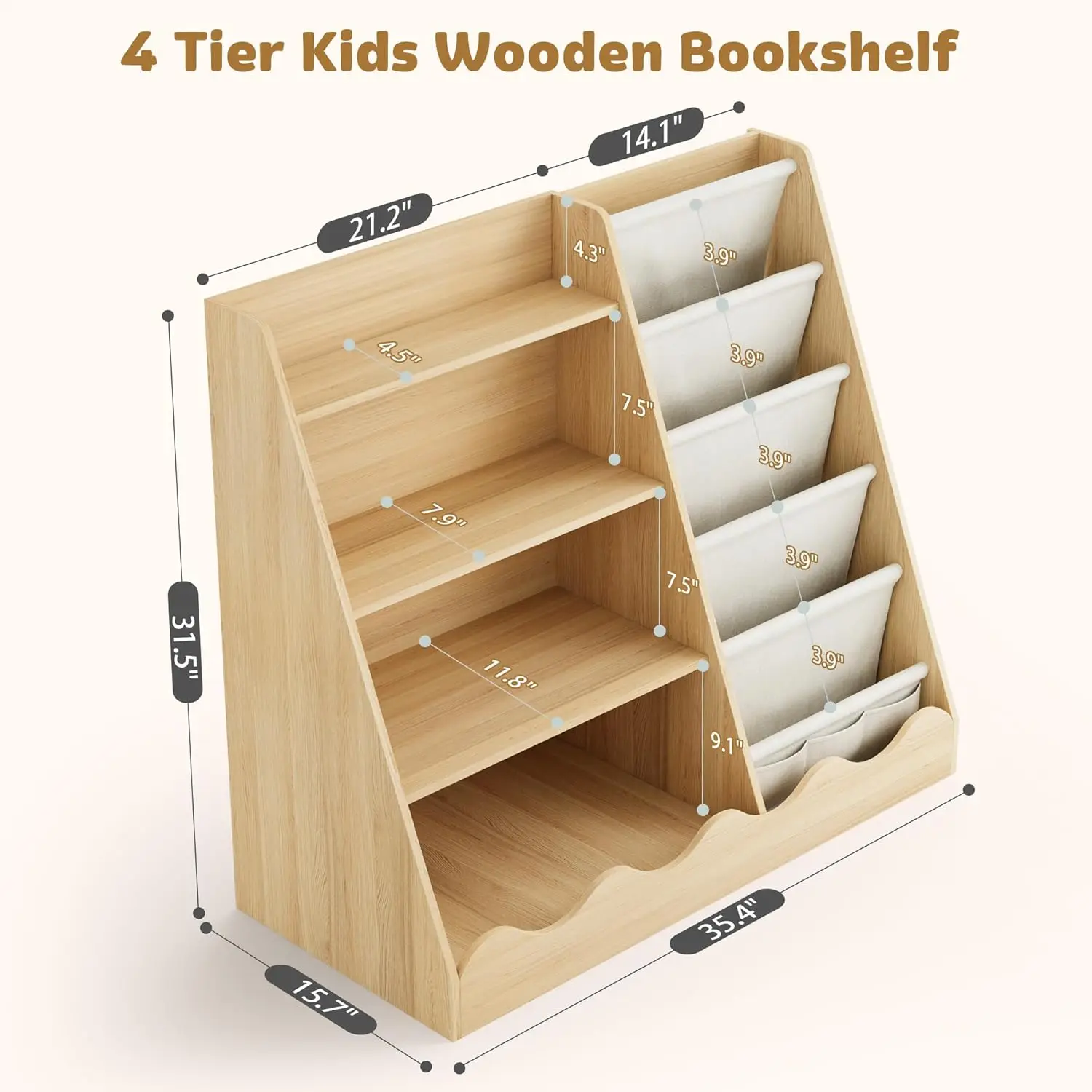 Wooden Kids Bookcase 4 Tier Ba – обзор и цена Baby Nursery Shelves