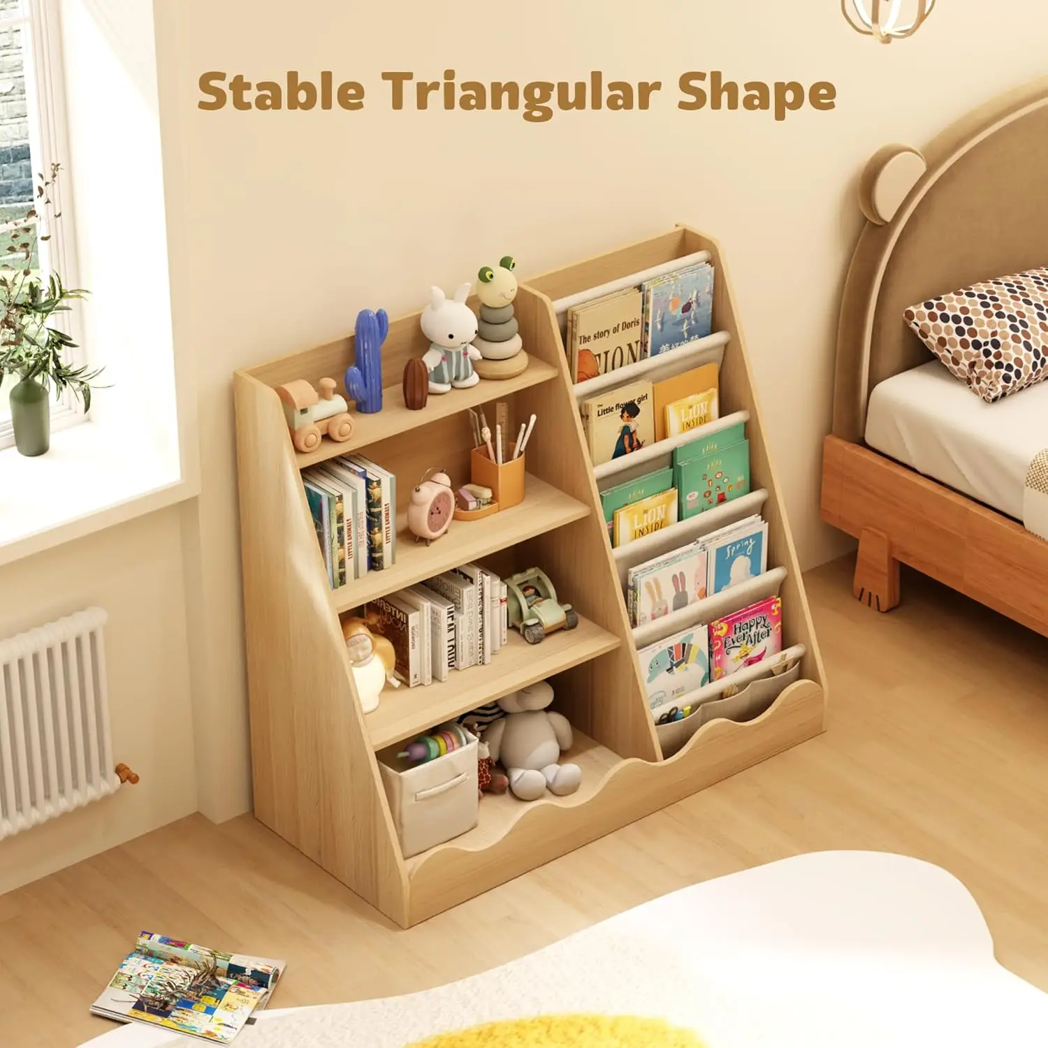 Wooden Kids Bookcase 4 Tier Ba – обзор и цена Baby Nursery Shelves