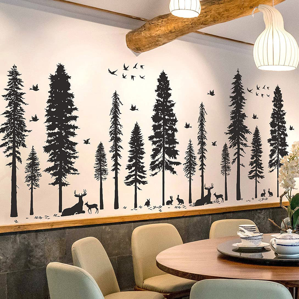 Large Pine Tree Bird Deer Wall – обзор и цена Baby Nursery Tree
