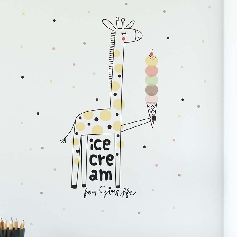 Cartoon Ice Cream Giraffe Wall – обзор и цена Baby Nursery Mural Wallpaper