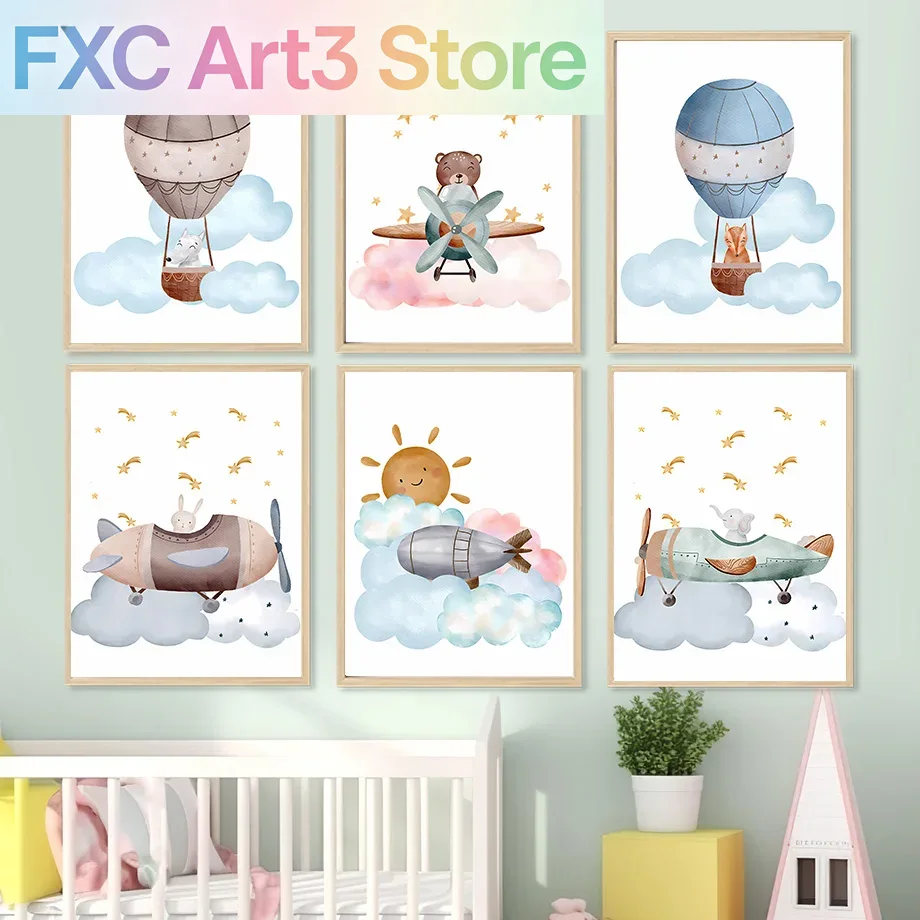 Frameless,Boho Balloon Airplan – обзор и цена Baby Nursery Elephant