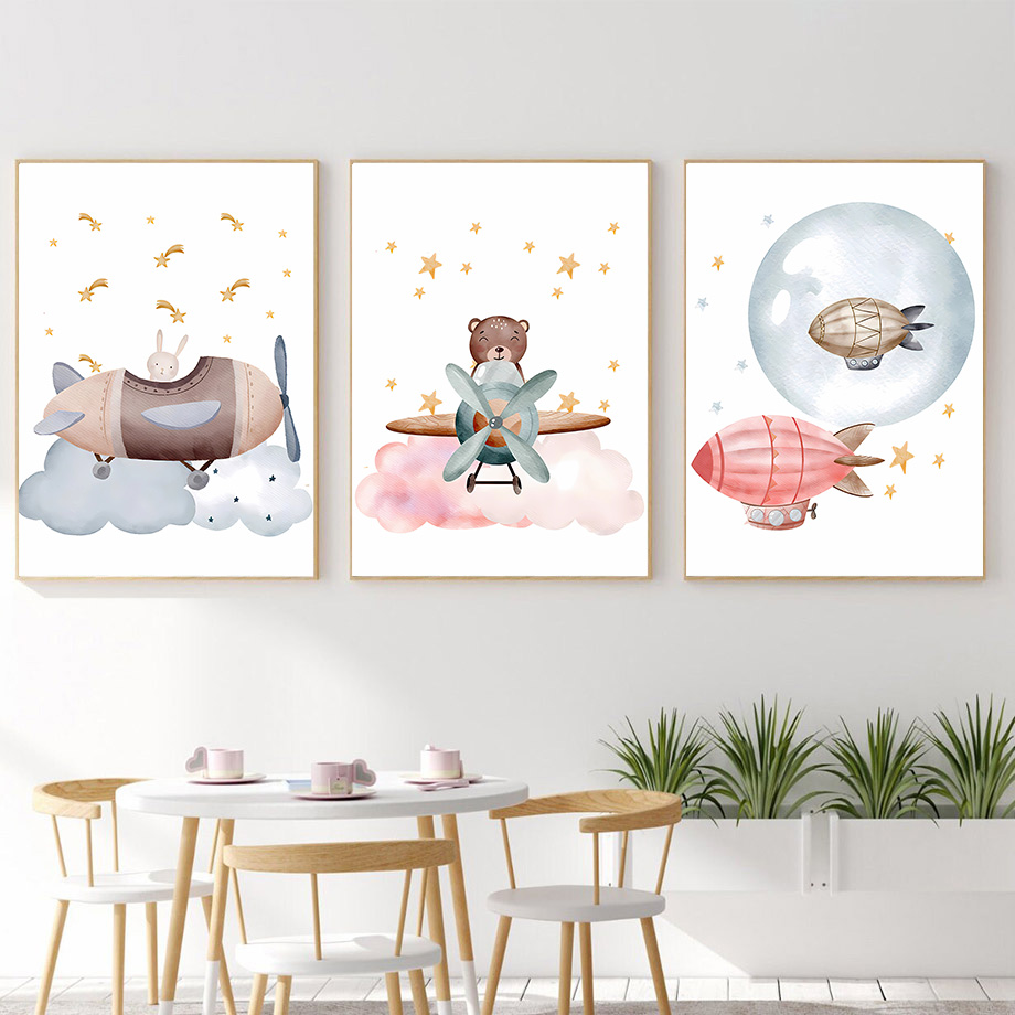 Frameless,Boho Balloon Airplan – обзор и цена Baby Nursery Elephant
