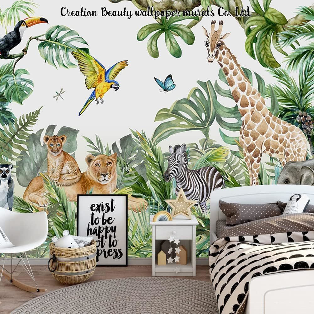 Watercolor Animals Jungle Wall – обзор и цена Baby Nursery Mural Wallpaper