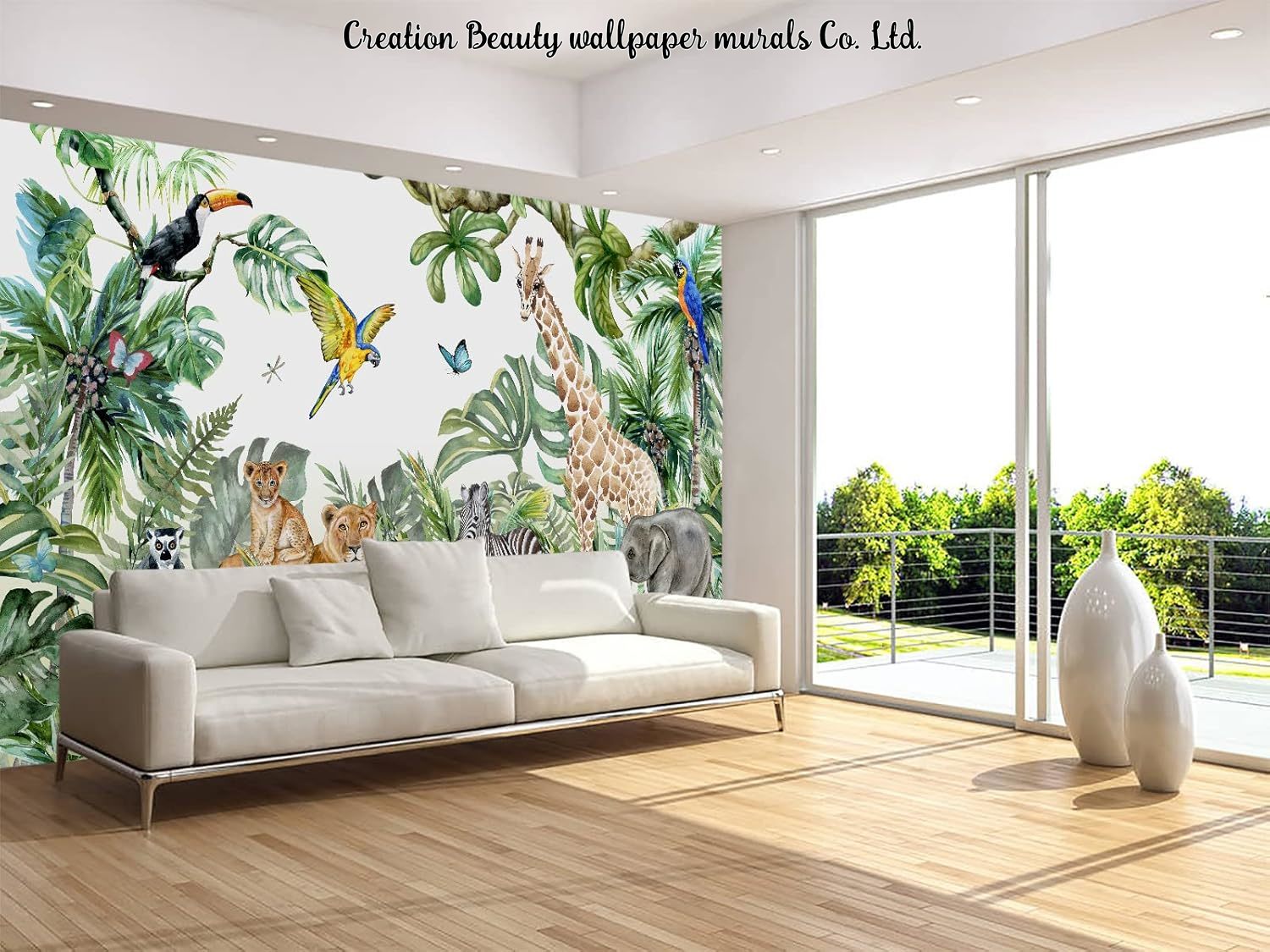 Watercolor Animals Jungle Wall – обзор и цена Baby Nursery Mural Wallpaper