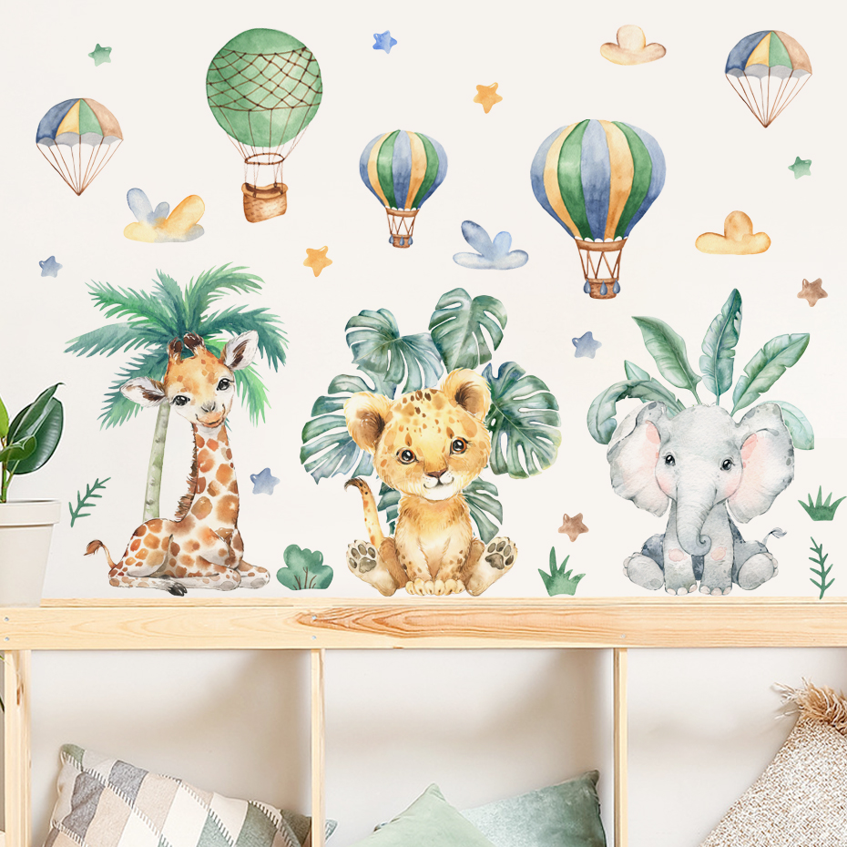 Cartoon Jungle Animals Leaves  – обзор и цена Baby Nursery Jungle Animals