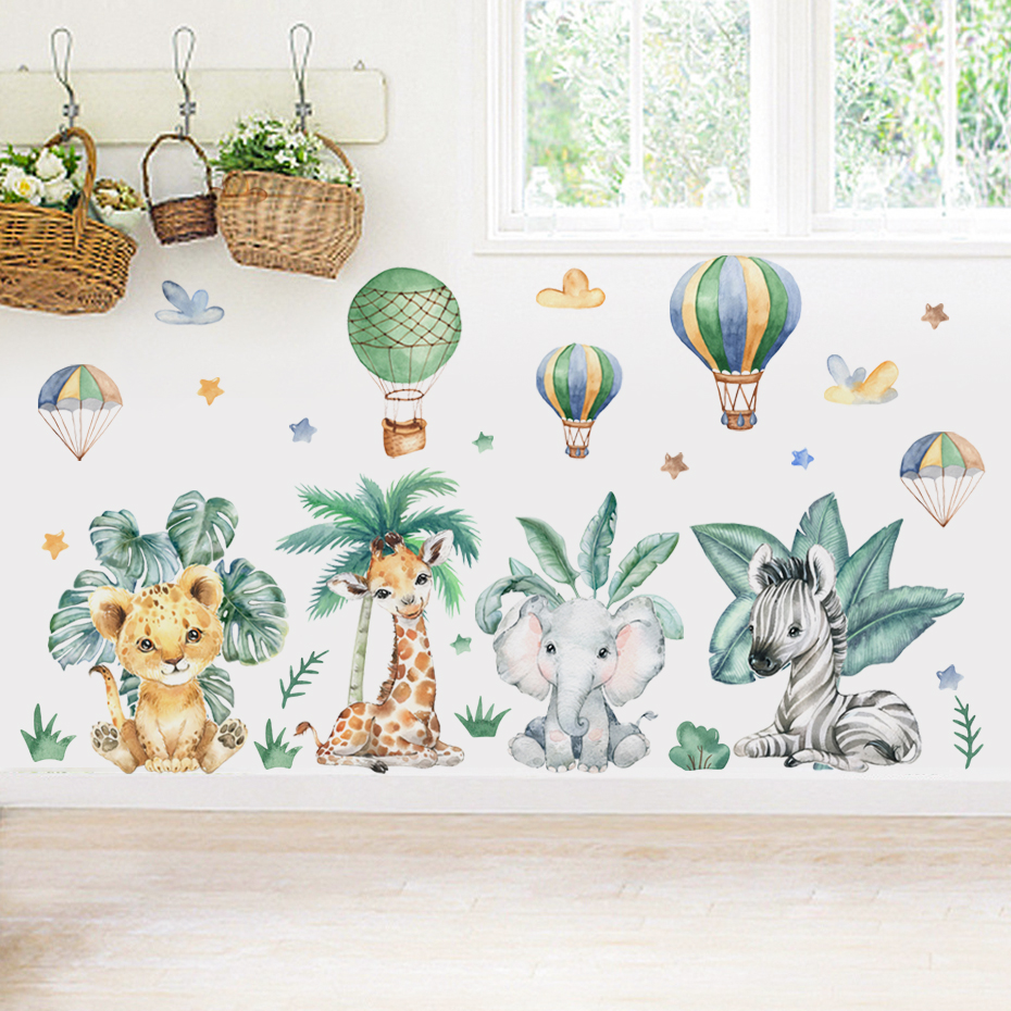 Cartoon Jungle Animals Leaves  – обзор и цена Baby Nursery Jungle Animals