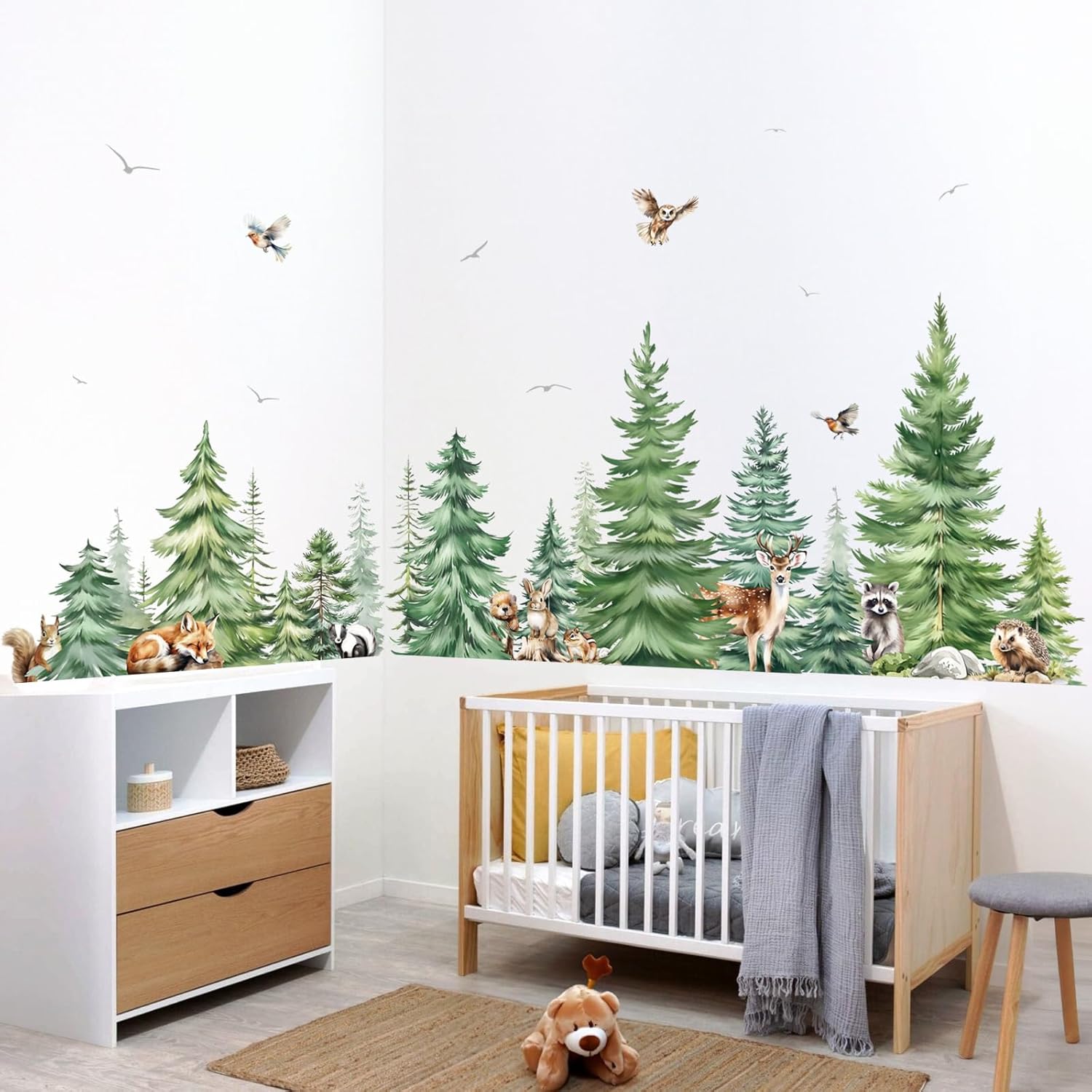 Large Watercolor Pine Tree Ani – обзор и цена Baby Nursery Tree