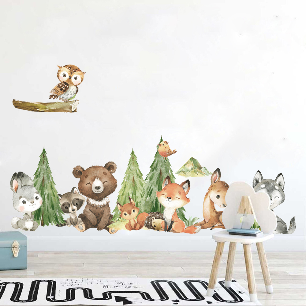 Cartoon Watercolor  Forest Ani – обзор и цена Baby Nursery Tree