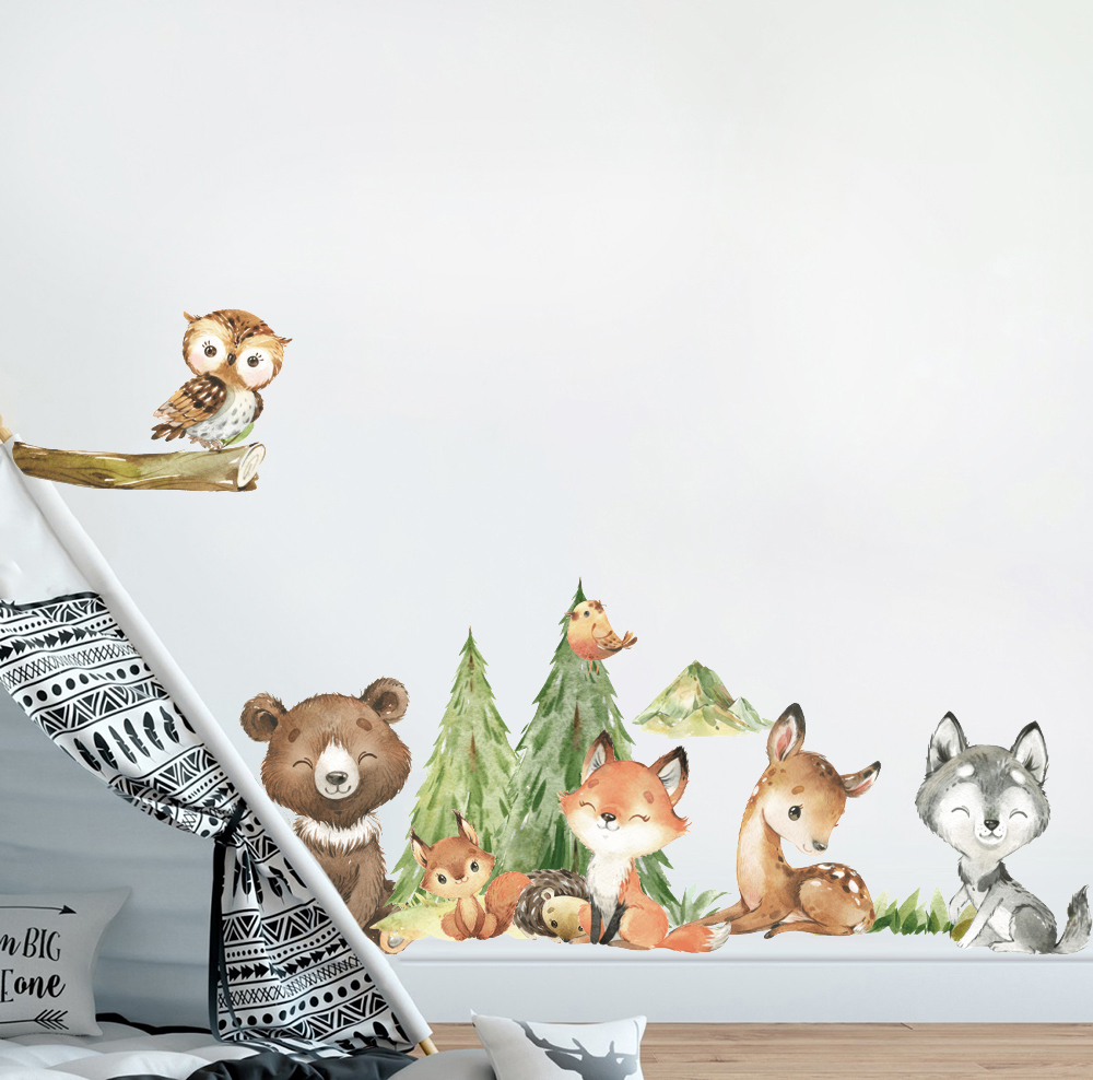 Cartoon Watercolor  Forest Ani – обзор и цена Baby Nursery Tree