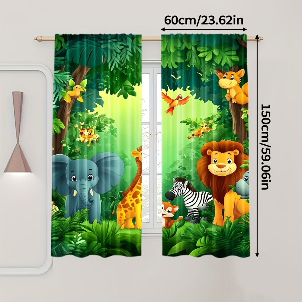 2pcs Cartoon Animal Curtains J – обзор и цена Baby Nursery Jungle Animals