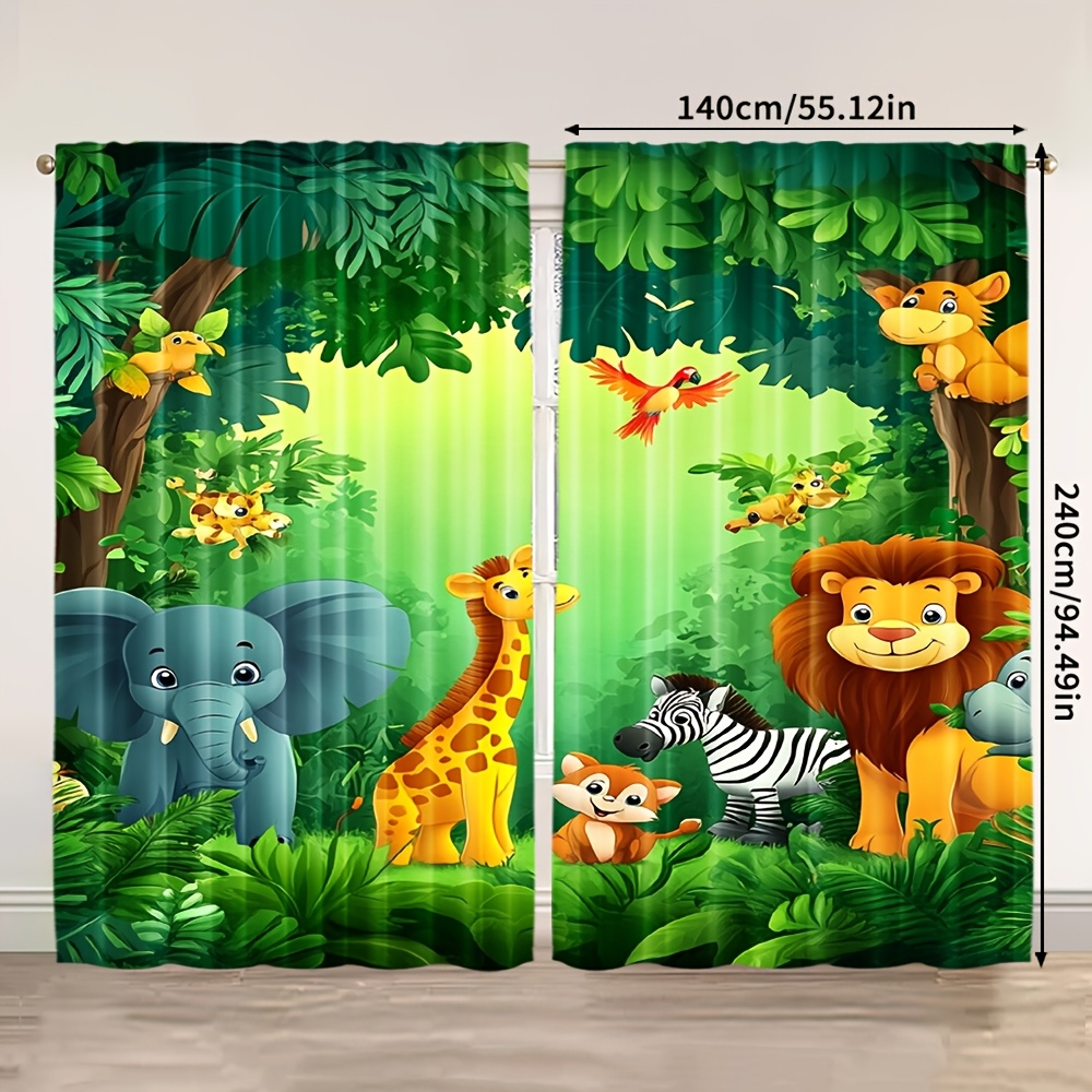 2pcs Cartoon Animal Curtains J – обзор и цена Baby Nursery Jungle Animals