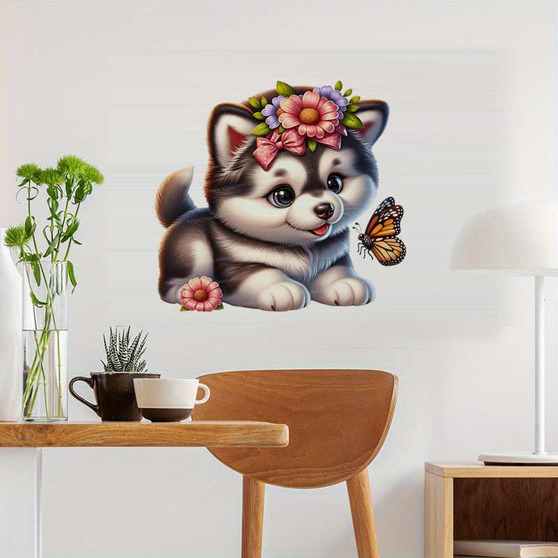 Flower and Dog Wall Sticker Ba – обзор и цена Baby Nursery Mural Wallpaper