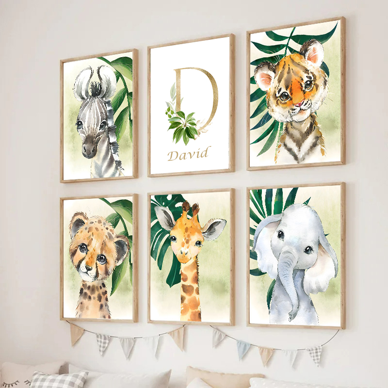 Gold Kids Name Poster Jungle A – обзор и цена Baby Nursery Jungle Animals