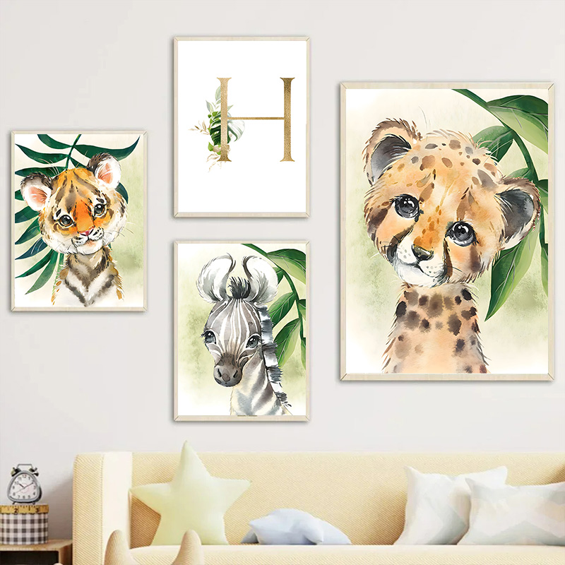 Gold Kids Name Poster Jungle A – обзор и цена Baby Nursery Jungle Animals