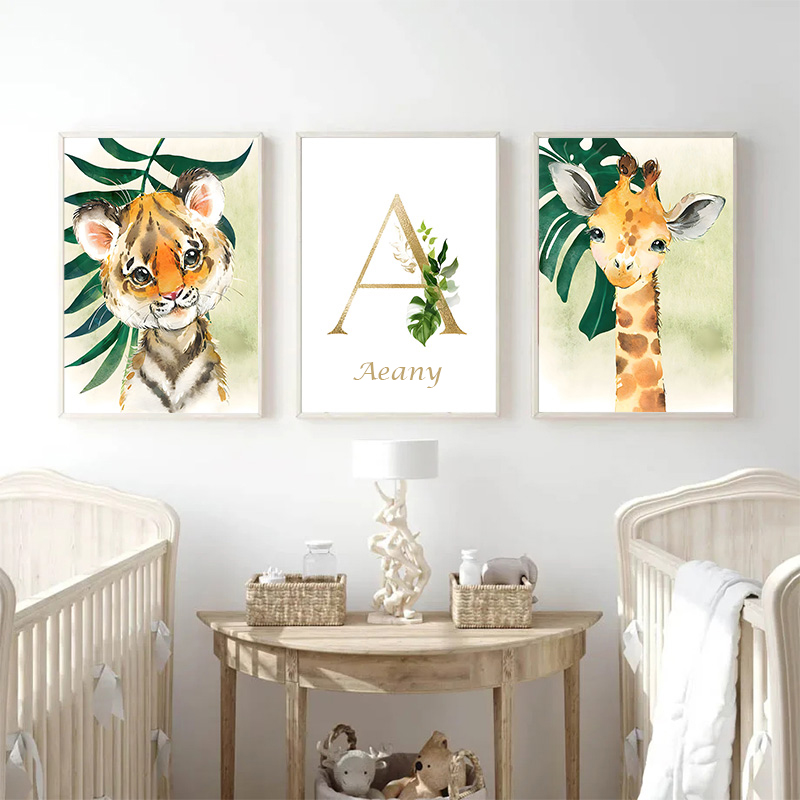 Gold Kids Name Poster Jungle A – обзор и цена Baby Nursery Jungle Animals