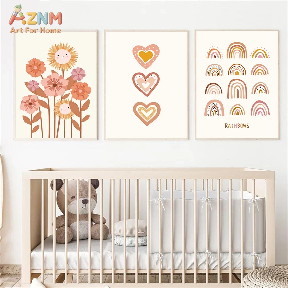 AZNM Boho Cute Sunflower Heart – обзор и цена Baby Nursery Art