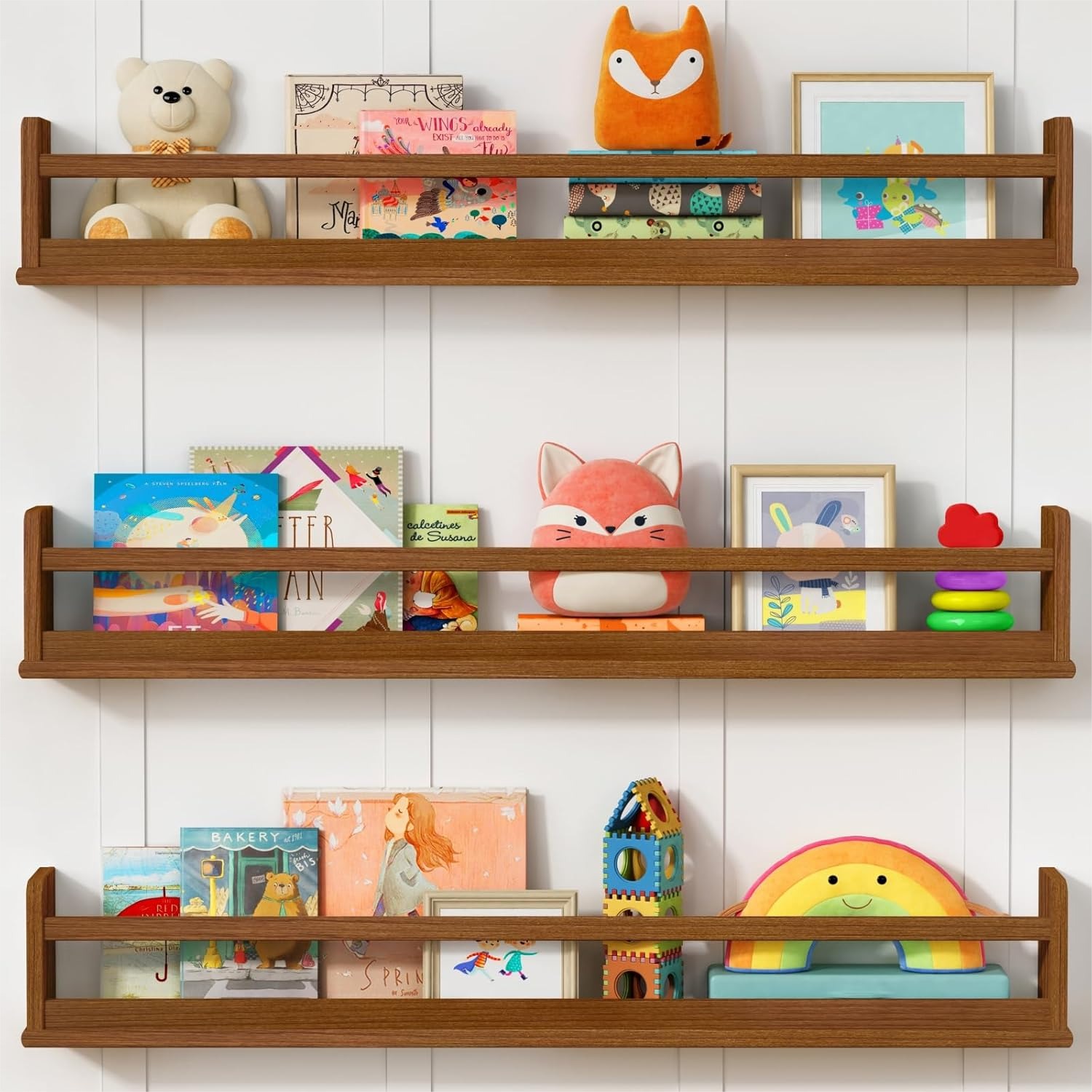 Dark Wood Wall Bookshelf For K – обзор и цена Baby Nursery Shelves