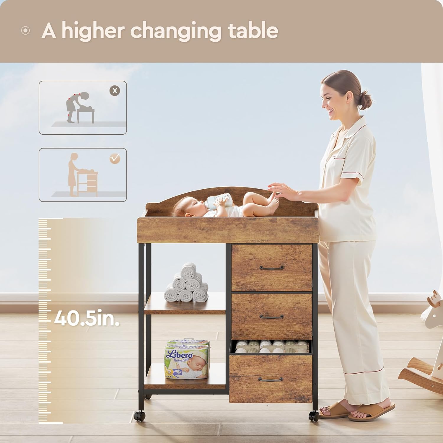 Rustic Brown Baby Changing Tab – обзор и цена Baby Nursery Shelves