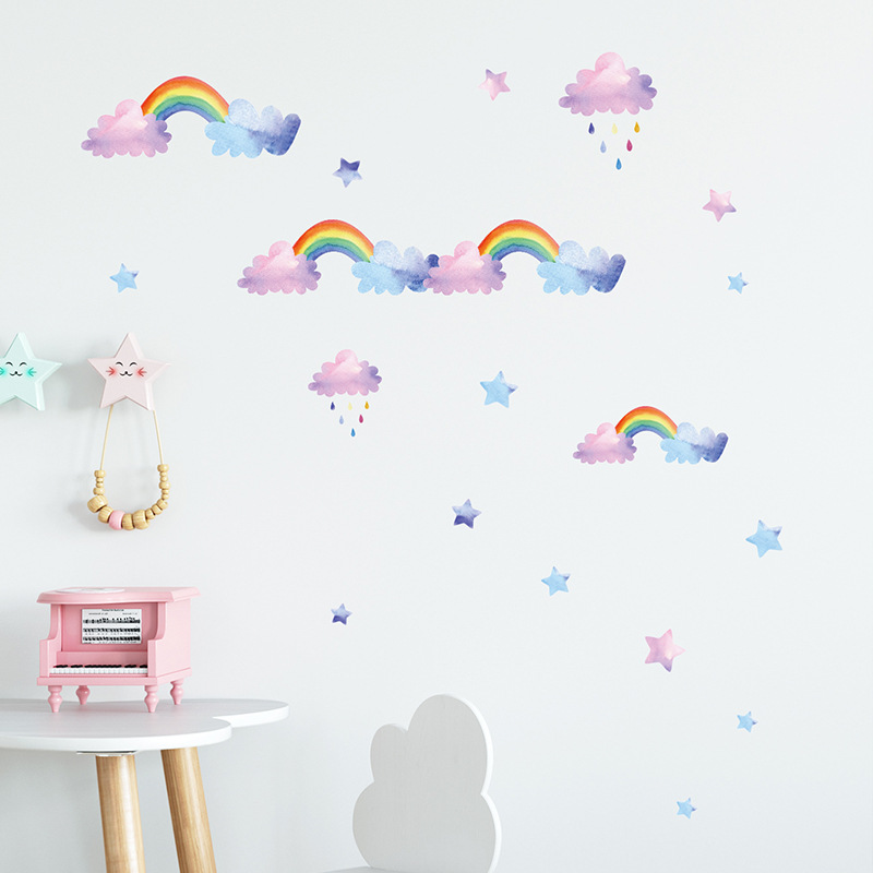 Cartoon Cloud Rainbow Wall Sti – обзор и цена Baby Nursery Mural Wallpaper