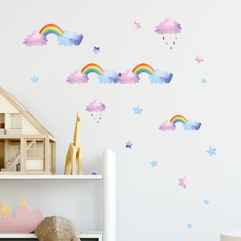 Cartoon Cloud Rainbow Wall Sti – обзор и цена Baby Nursery Mural Wallpaper