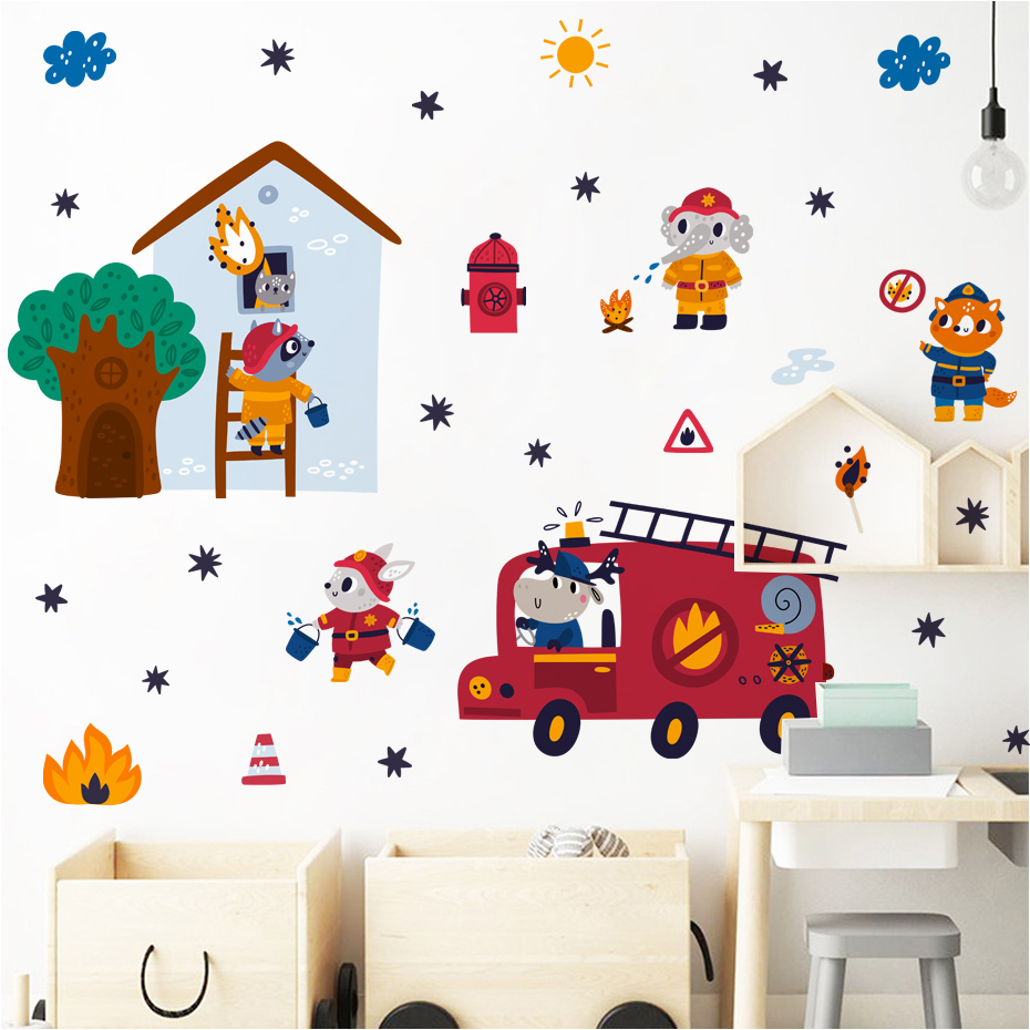 Cartoon Animal Firefighter Res – обзор и цена Baby Nursery Themes Boy