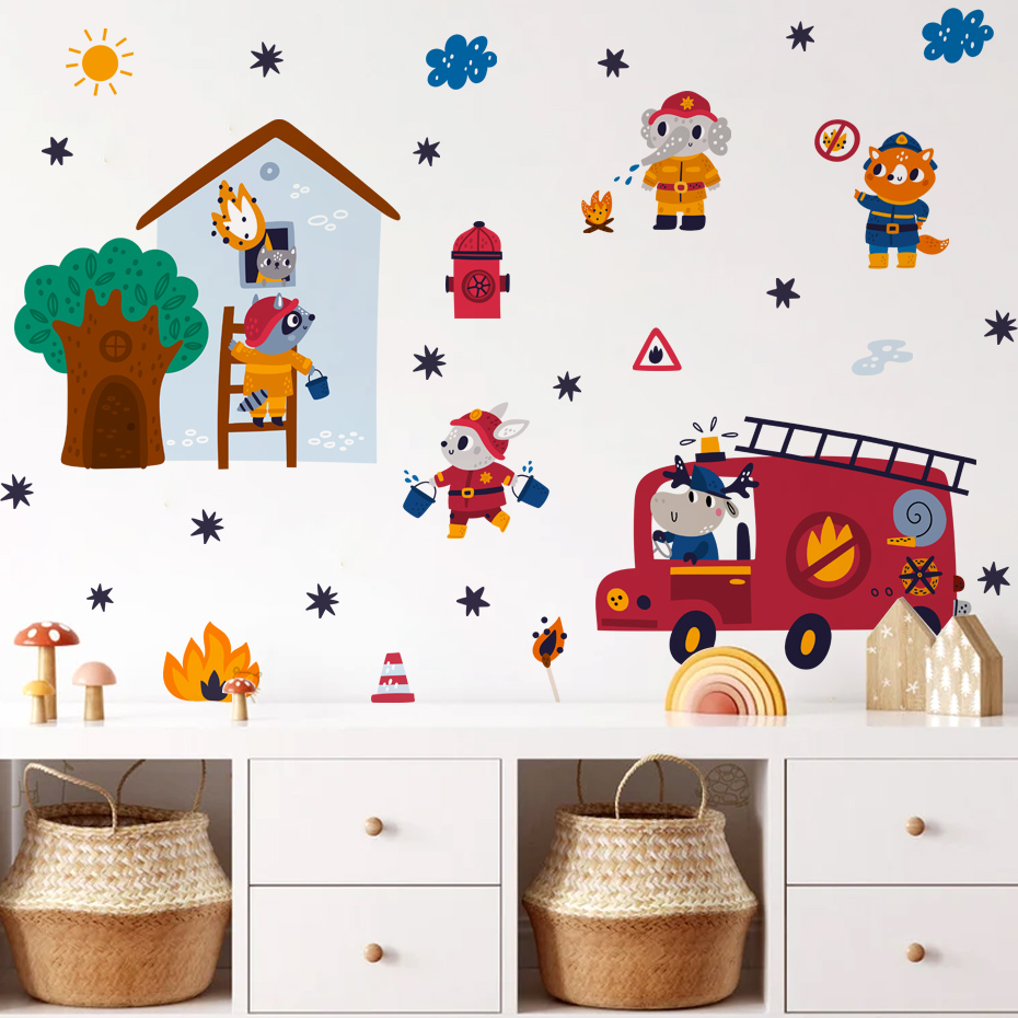 Cartoon Animal Firefighter Res – обзор и цена Baby Nursery Themes Boy