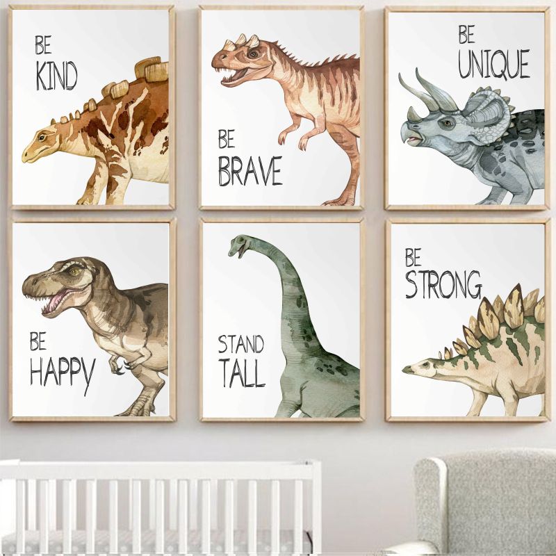 Watercolor Dinosaur Poster Nur – обзор и цена Baby Nursery Art