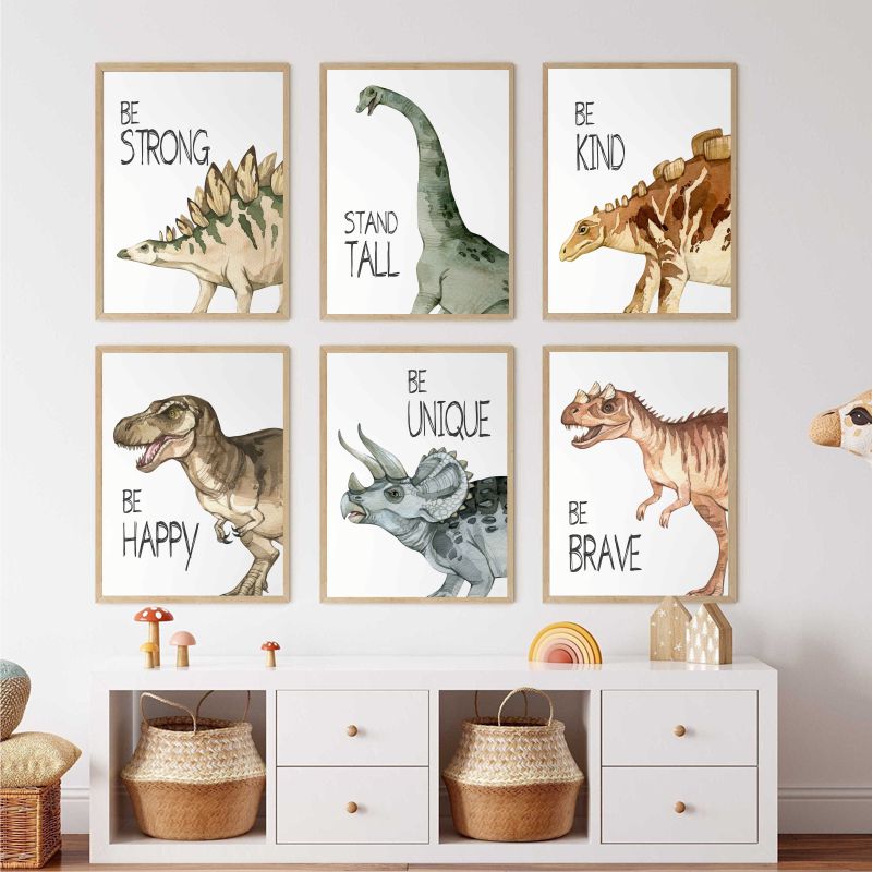 Watercolor Dinosaur Poster Nur – обзор и цена Baby Nursery Art