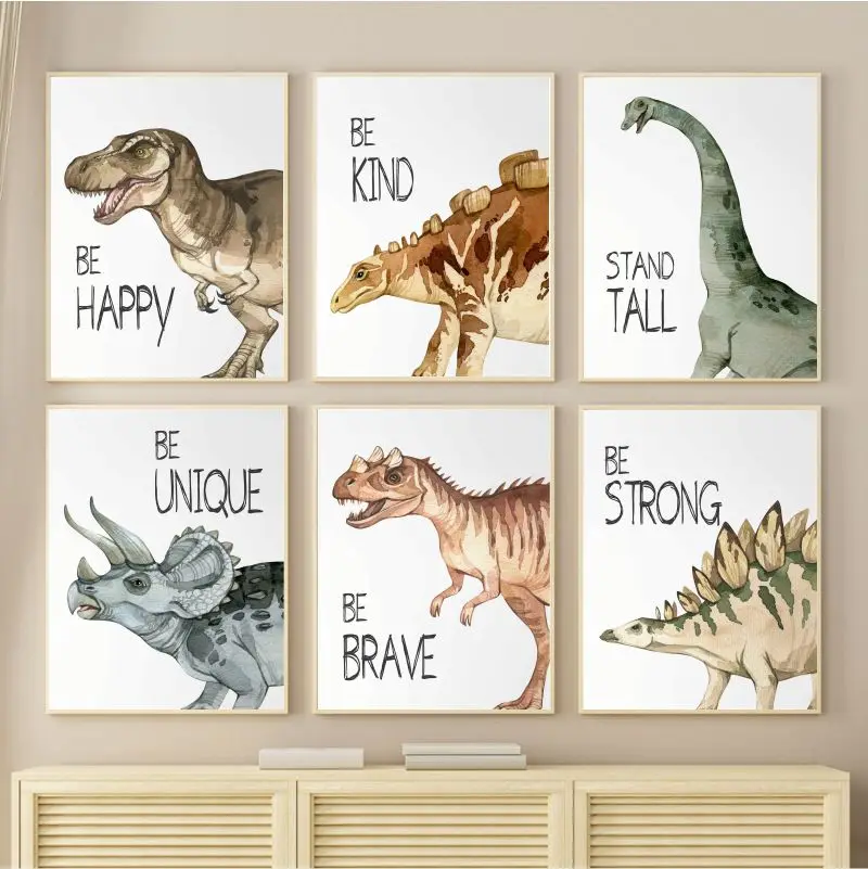 Watercolor Dinosaur Poster Nur – обзор и цена Baby Nursery Art