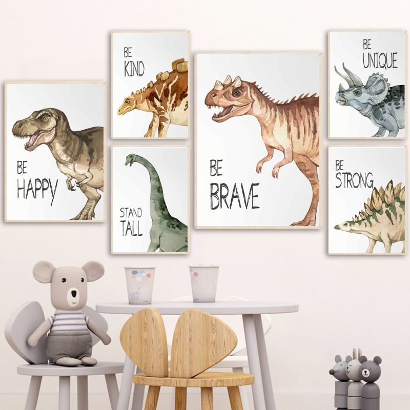 Watercolor Dinosaur Poster Nur – обзор и цена Baby Nursery Art