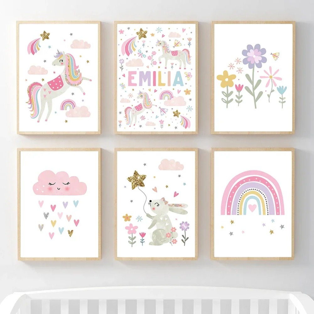 Pink Unicorn Rabbit Rainbow Cl – обзор и цена Baby Nursery Art